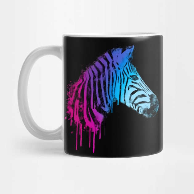 Dramabite Zebra Watercolor Artsy Gift for Horse Wildlife Lovers by dramabite